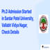 Ph.D Admission Started in Sardar Patel University, Vallabh Vidya Nagar, Check Details